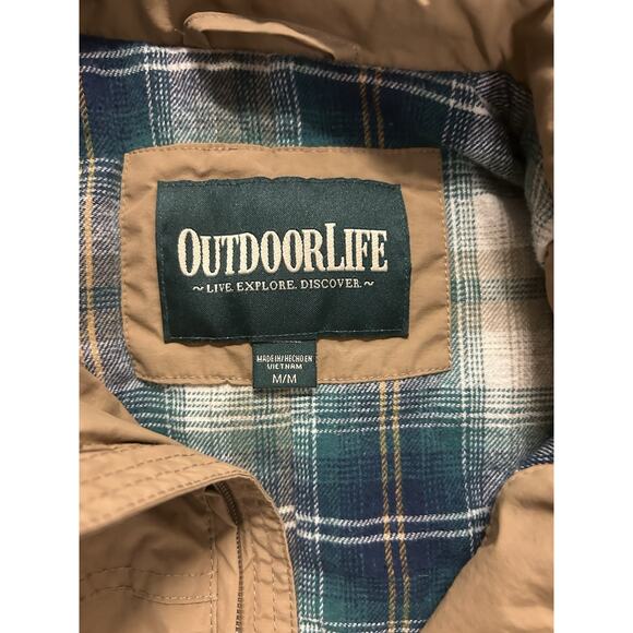 Outdoor Life Jacket Mens Medium Khaki Full Zip Pockets Size M Bomber Jacket - Picture 3 of 4